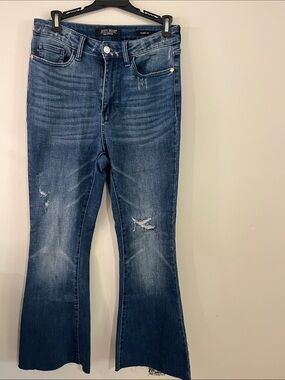Judy Blue Mid Wash Distressed Flare Jeans